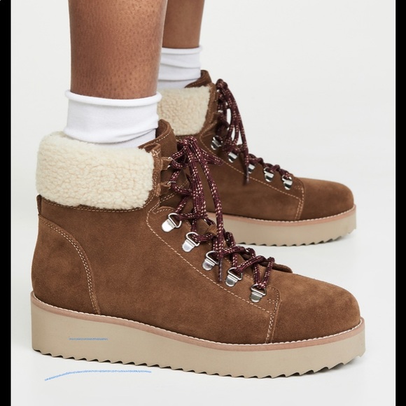 New Sam Edelman Franc Wedge Shearling Booties - Picture 3 of 11